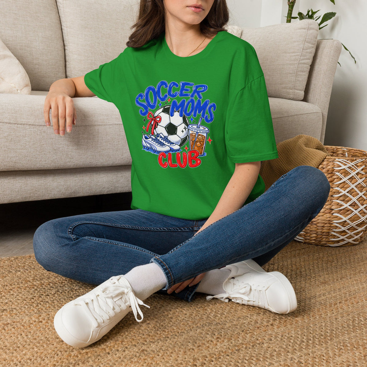 Soccer Moms Tee — 'Soccer Moms Club' Graphic T-Shirt with Ball, Cleats & Drink