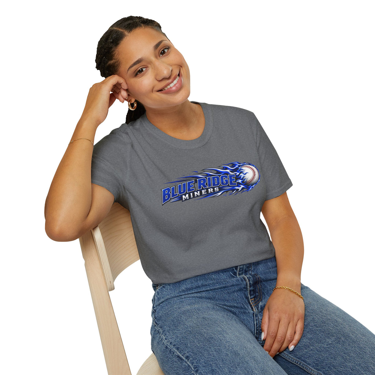 Blue Ridge Miners Flaming Baseball T-Shirt – Flaming Ball Softstyle Tee