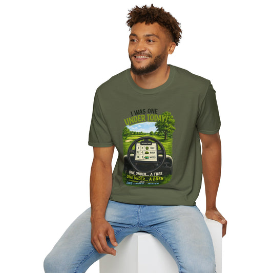 Golf T-Shirt — "I Was One Under Today" REALISTIC VIEW - Funny Scorecard Design