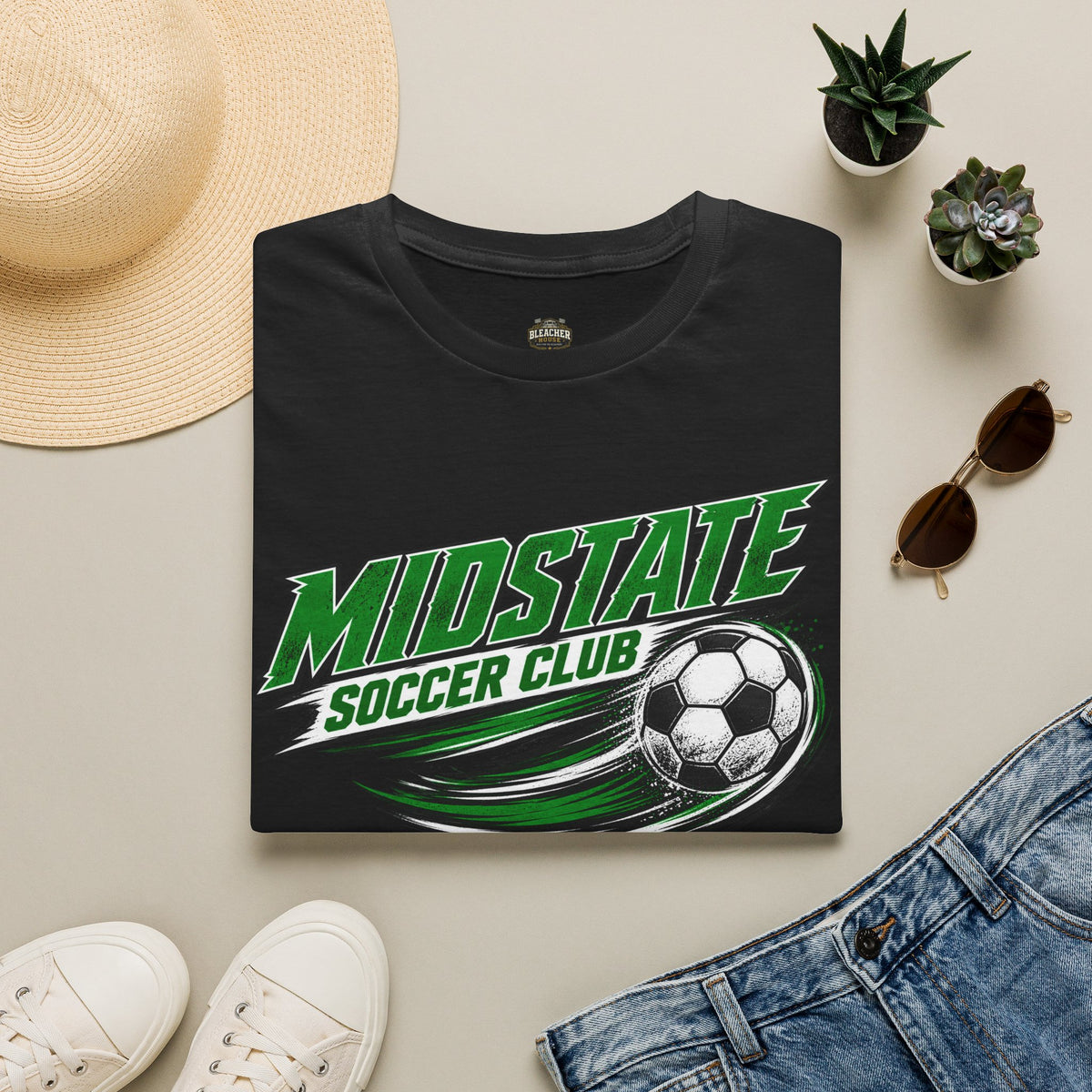 Midstate Soccer Club T-Shirt — Green Vintage Soccer Graphic Tee