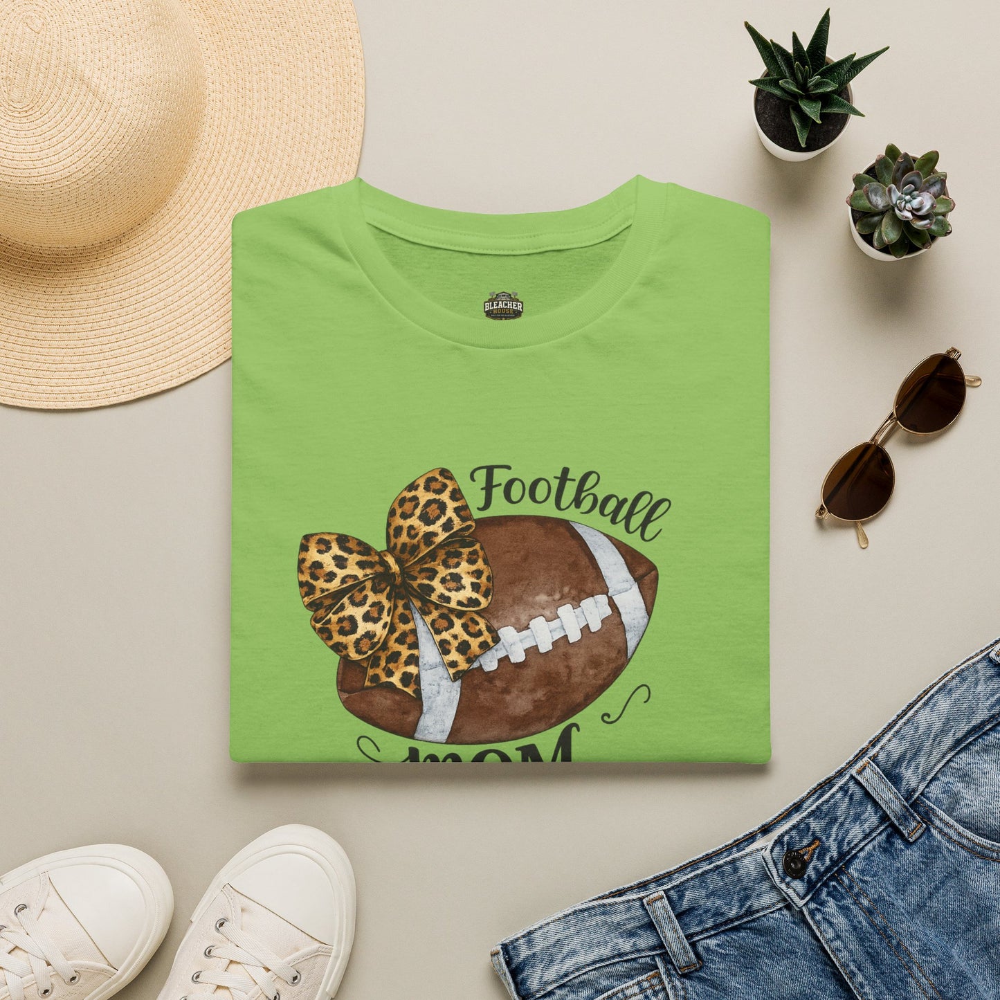Football Mom T-Shirt — Leopard Bow Game Day Tee