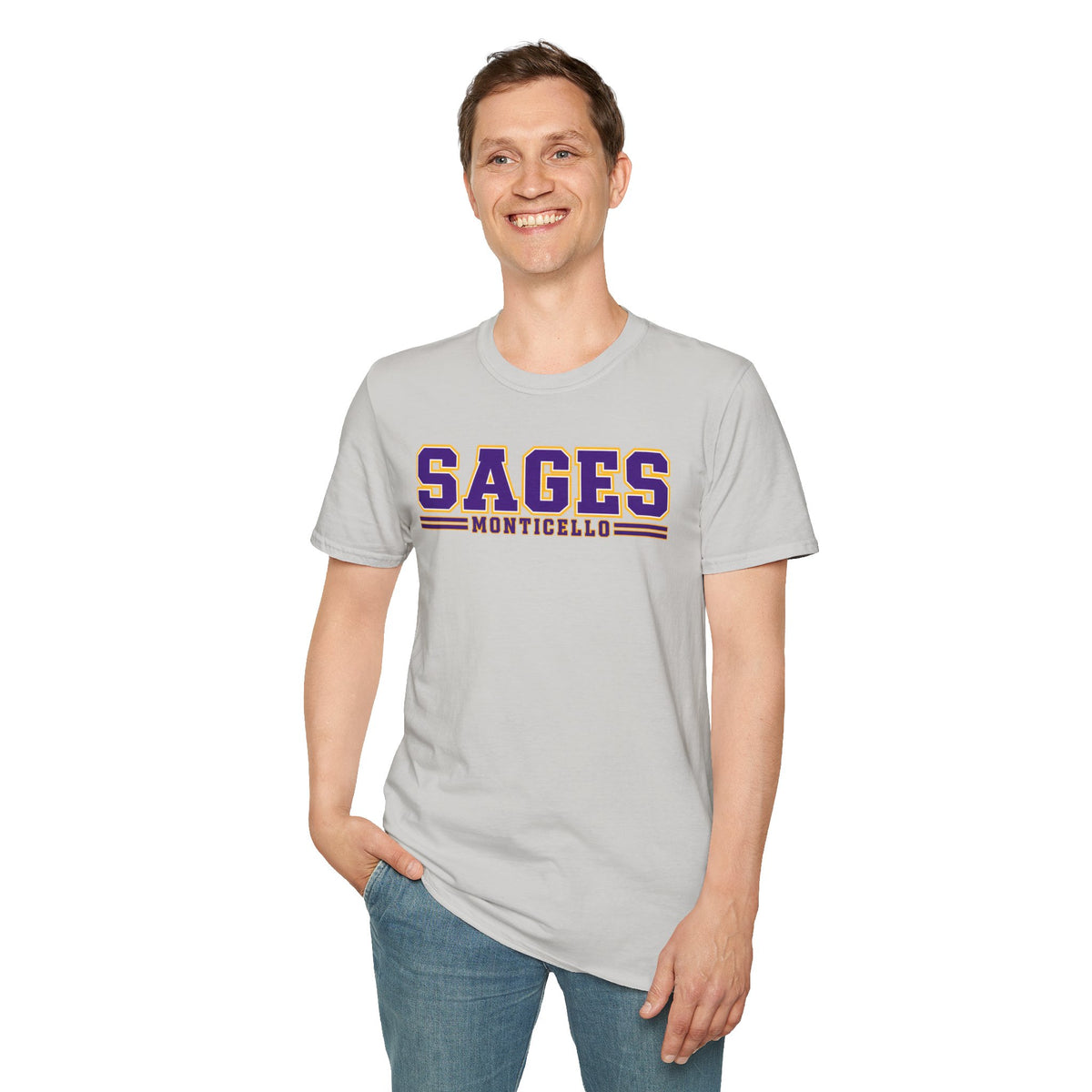 Sages Monticello Crew T‑Shirt — Classic Collegiate School Spirit Tee