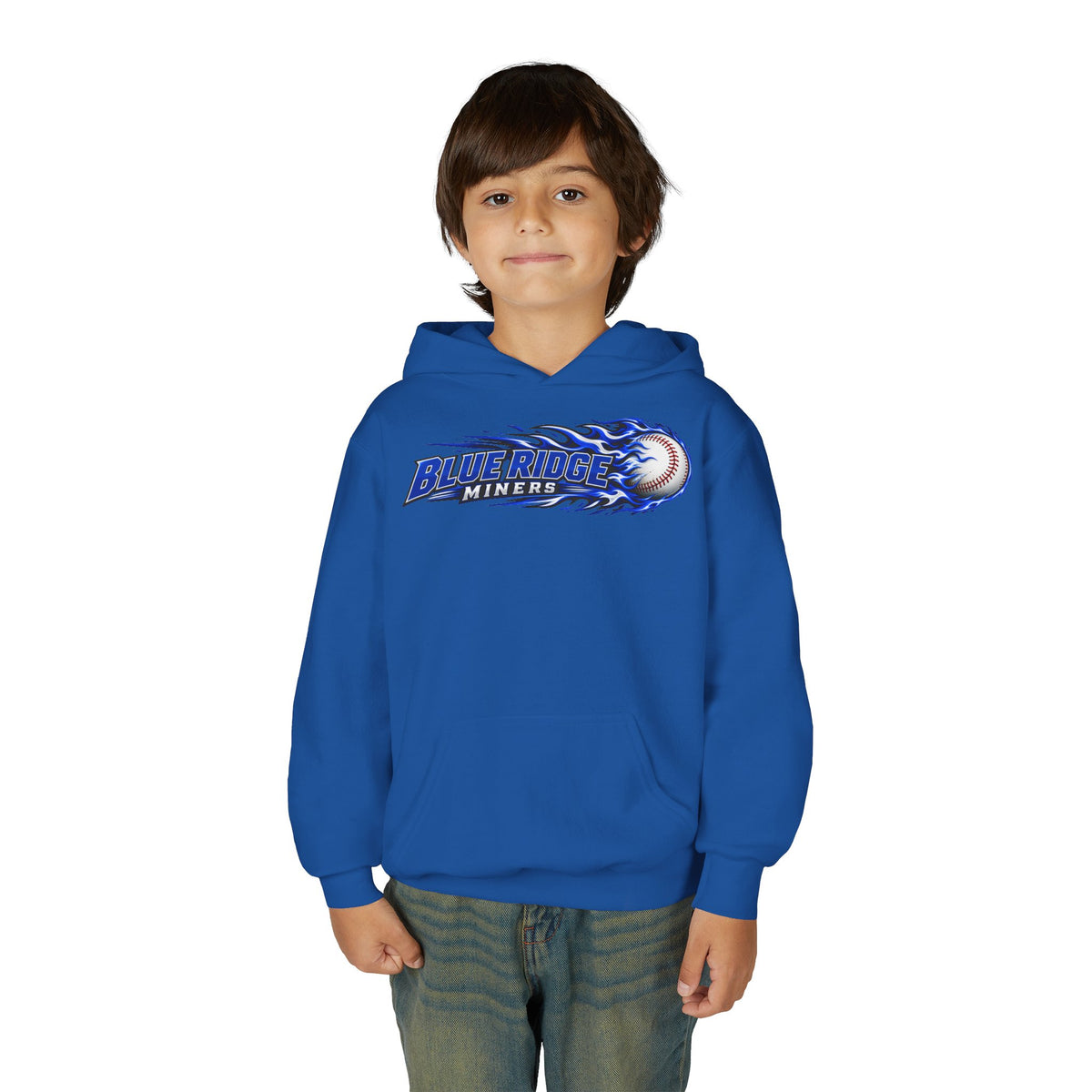 YOUTH Blue Ridge Miners Flaming Baseball Hoodie – Flaming Ball Hoodie