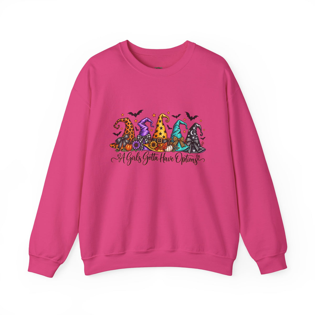 Witch Hat Crewneck Sweatshirt - "A Girls Gotta Have Options" Halloween Pullover