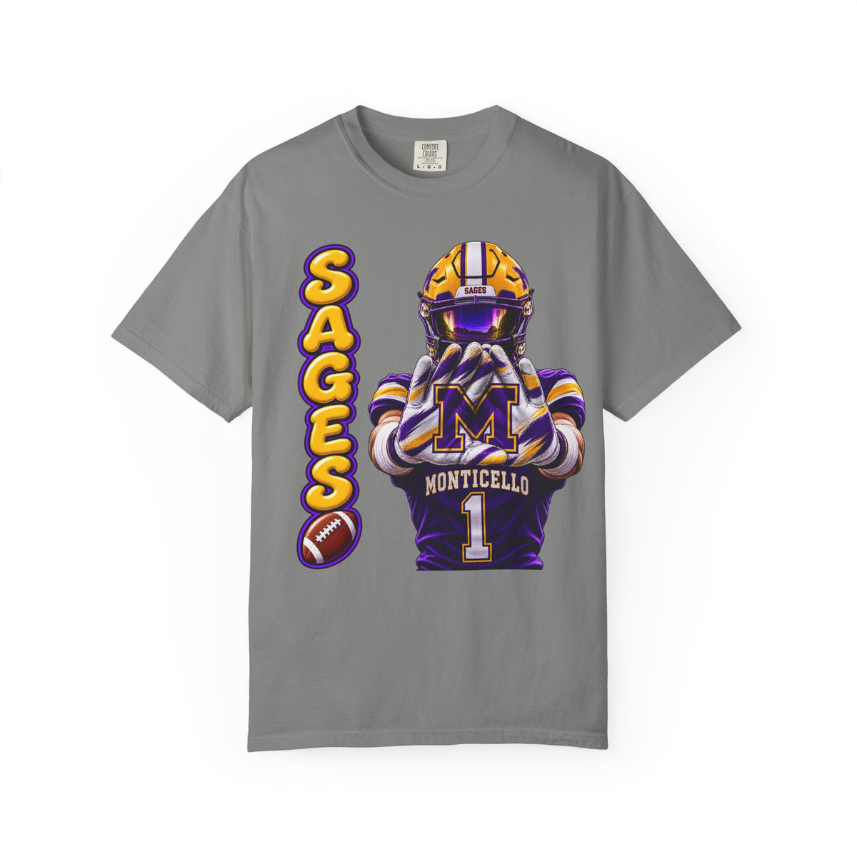 Monticello Sages Football Player Graphic T-Shirt