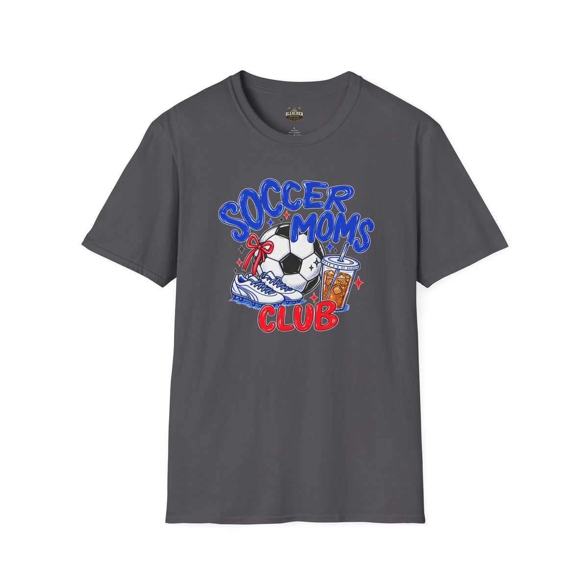 Soccer Moms Tee — 'Soccer Moms Club' Graphic T-Shirt with Ball, Cleats & Drink
