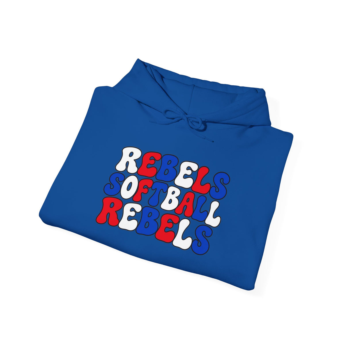 Rebels Softball Hoodie — Retro Red & Blue Team Graphic