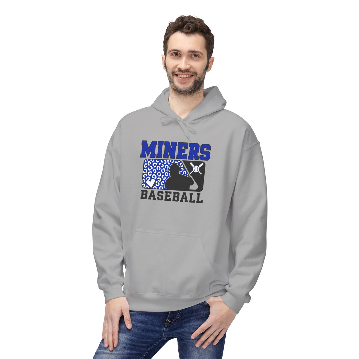 Miners Baseball Hoodie — Leopard Print Team Logo Pullover