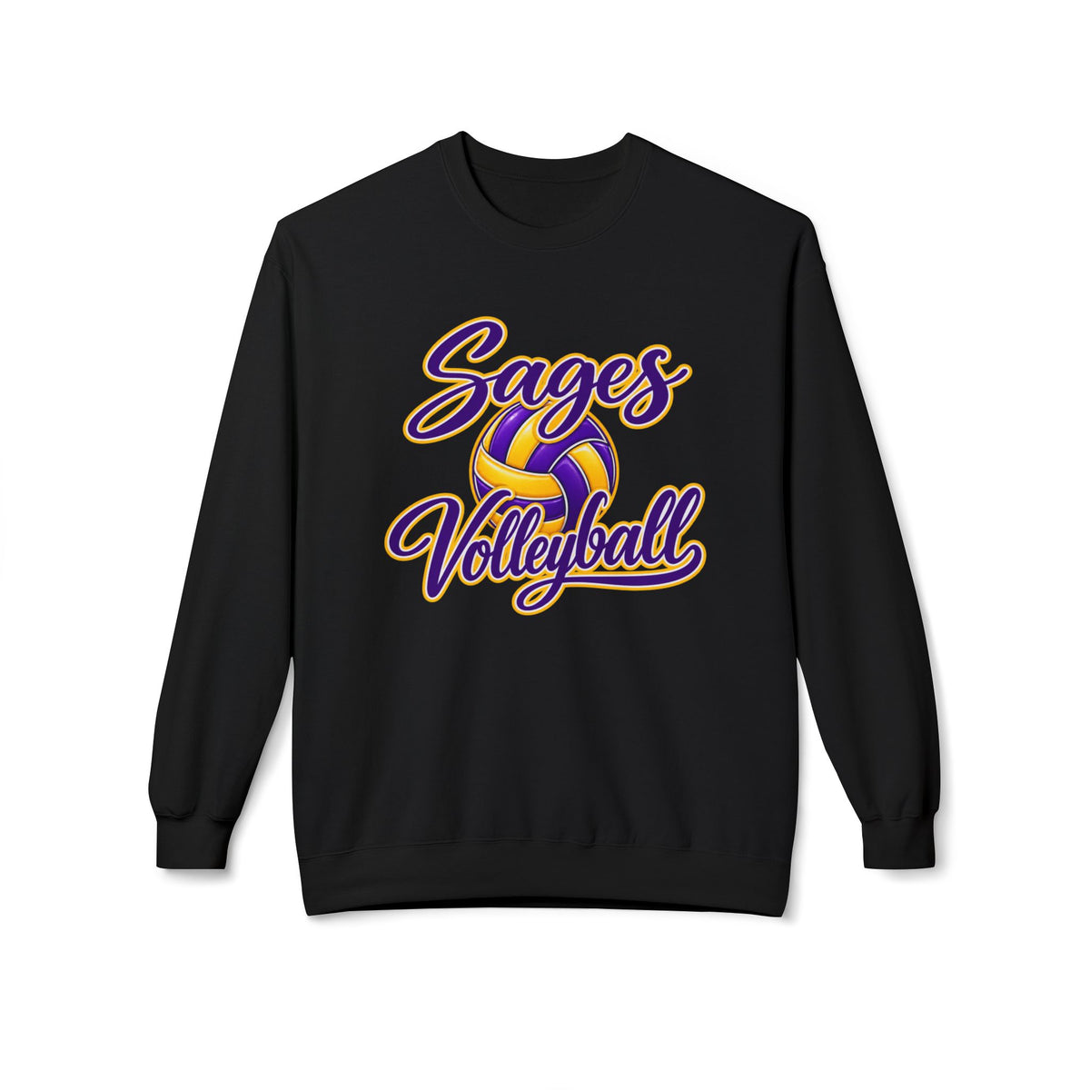 Sages Volleyball Crewneck Sweatshirt — Retro Script Volleyball Team Pullover