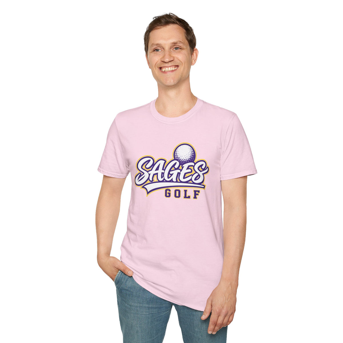 Sages Golf Team T‑Shirt — Vintage Script Golf Ball Logo