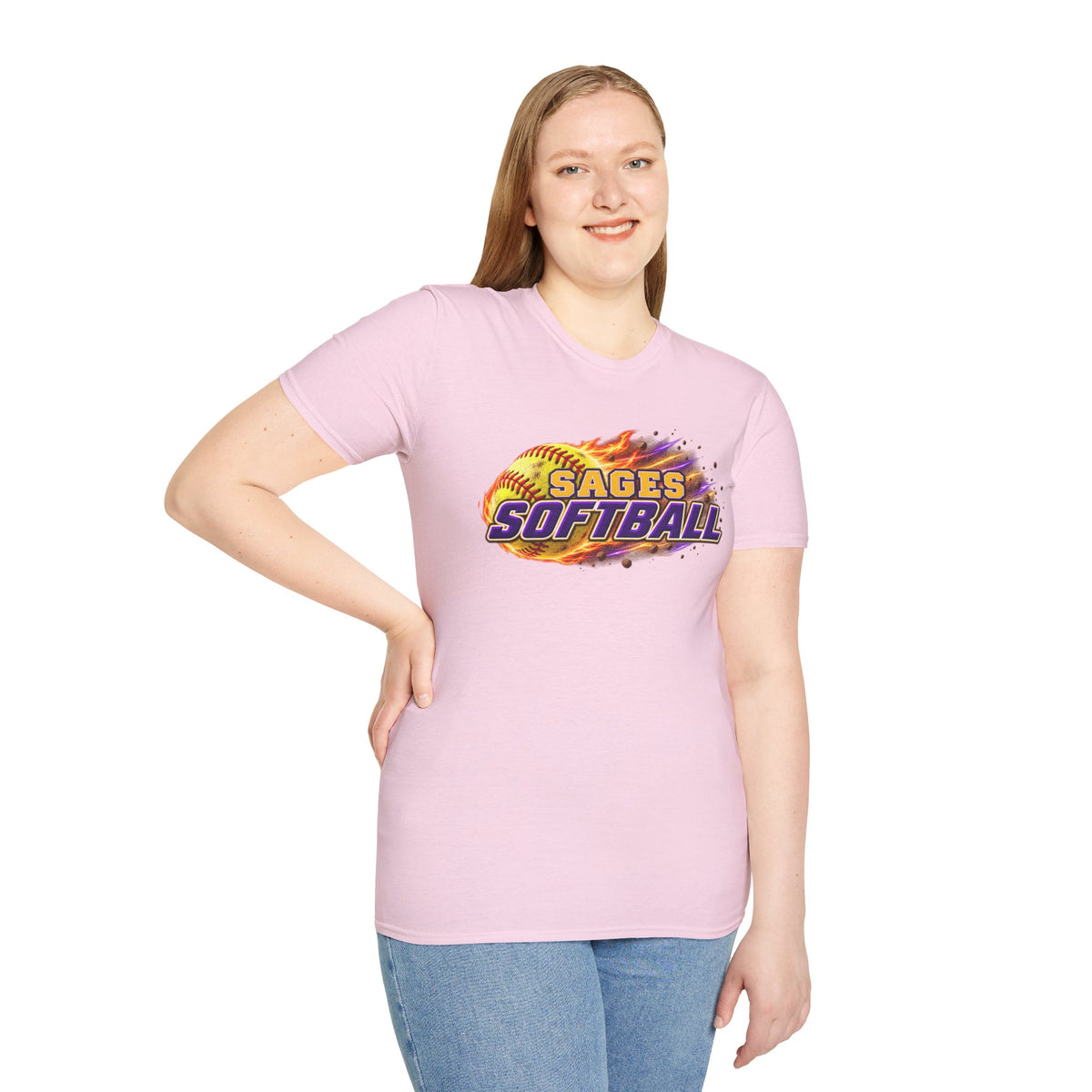Sages Flaming Softball Graphic T‑Shirt