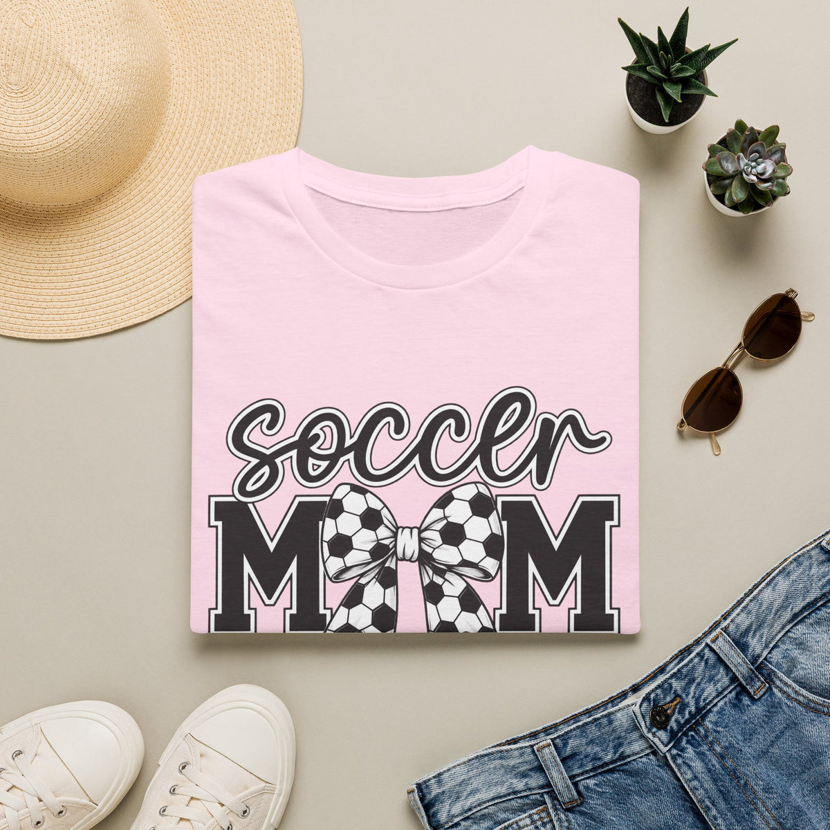 Soccer Mom T-Shirt — Leopard Bow Soccer Ball Design
