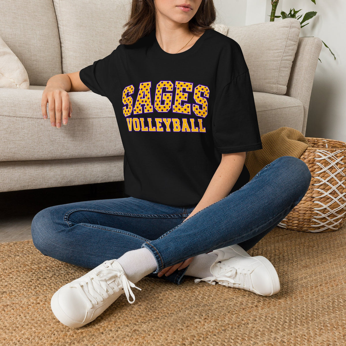 Sages Volleyball Team T‑Shirt — Retro Polka Dot Varsity Tee