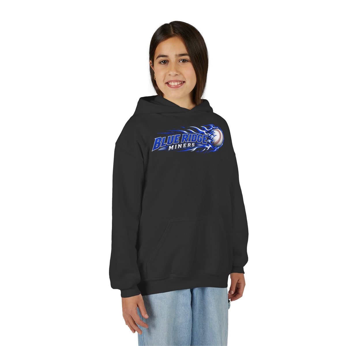YOUTH Blue Ridge Miners Flaming Baseball Hoodie – Flaming Ball Hoodie