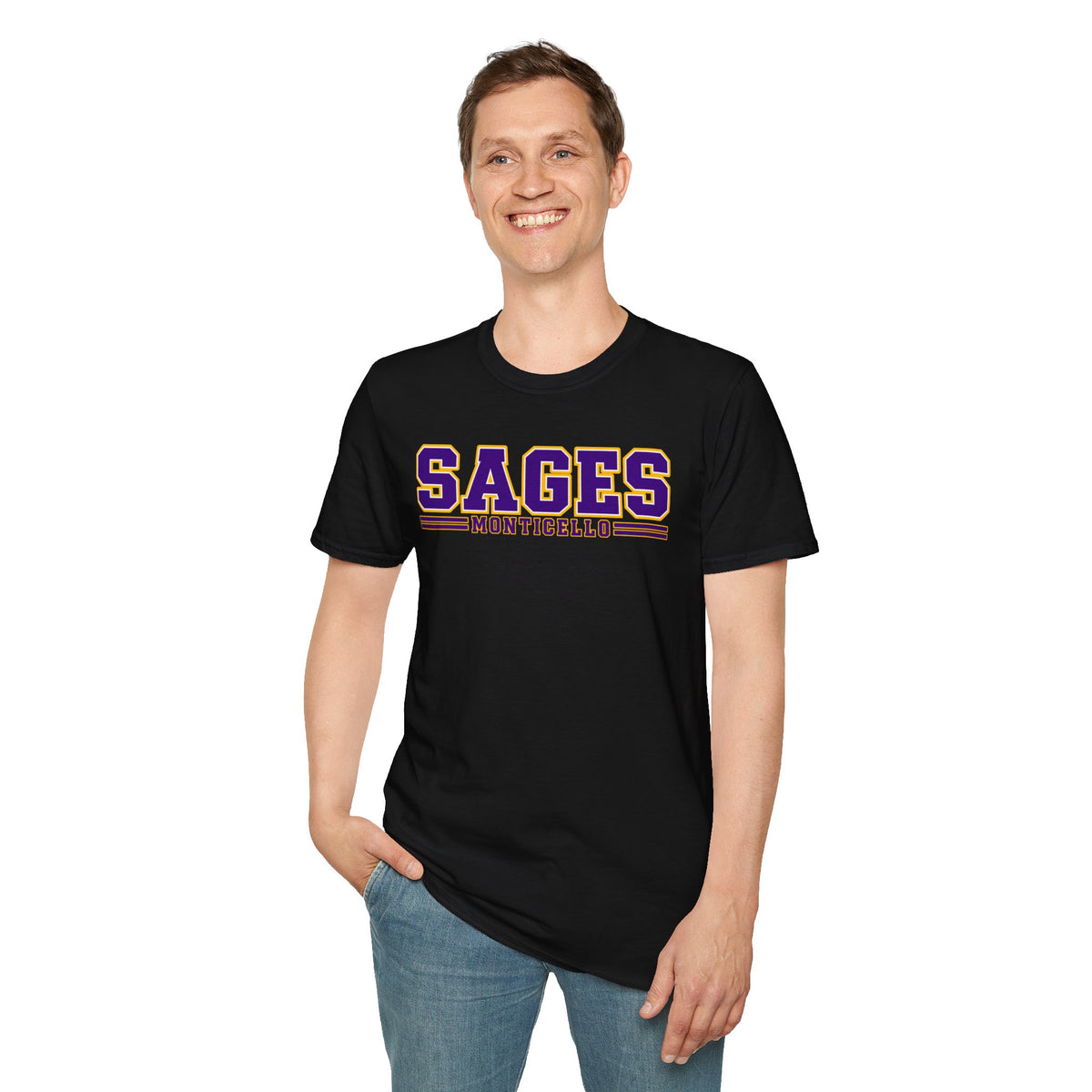 Sages Monticello Crew T‑Shirt — Classic Collegiate School Spirit Tee