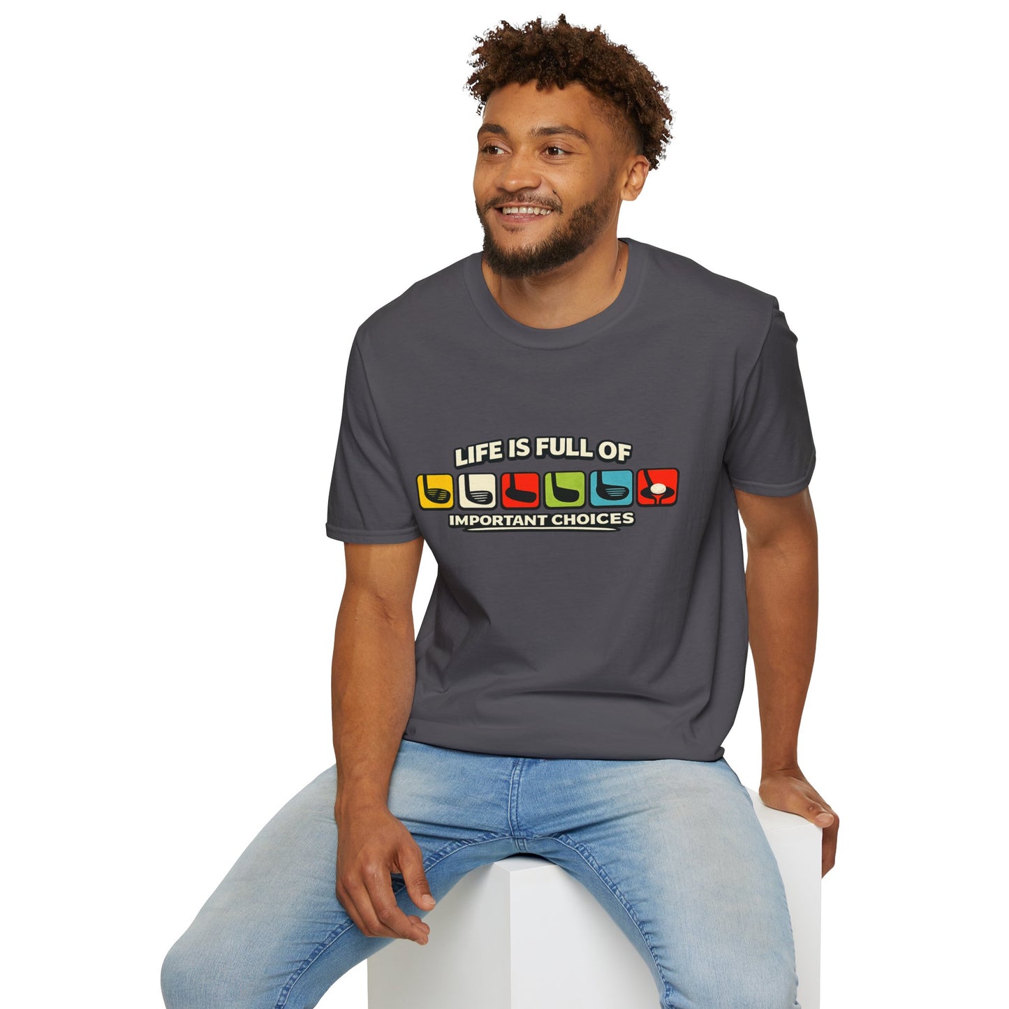 T‑Shirt — "Life Is Full Of Important Choices" Retro Game Controller Graphic