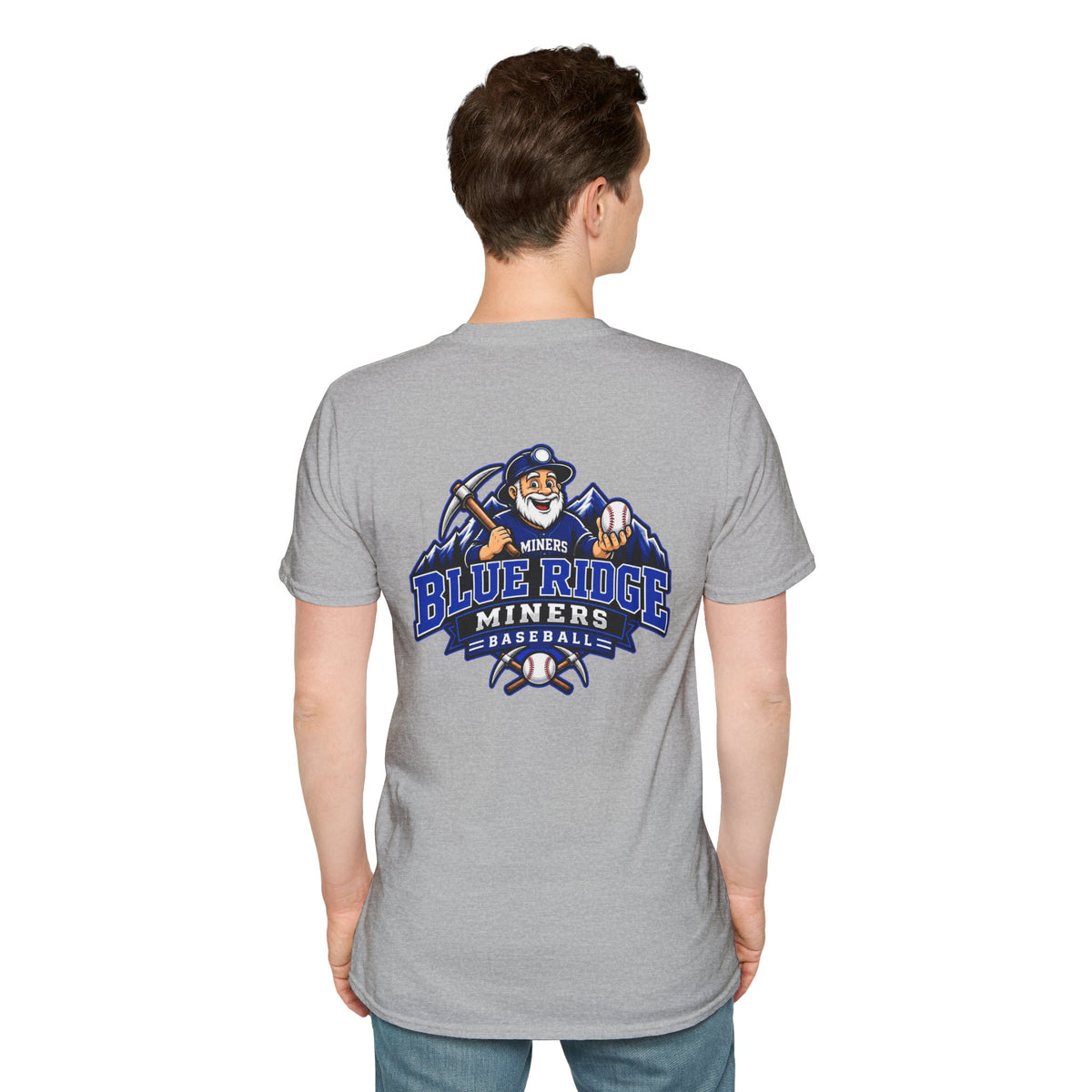 Miners Graphic T-Shirt - Miners Logo on Front, Mascot Design on Back
