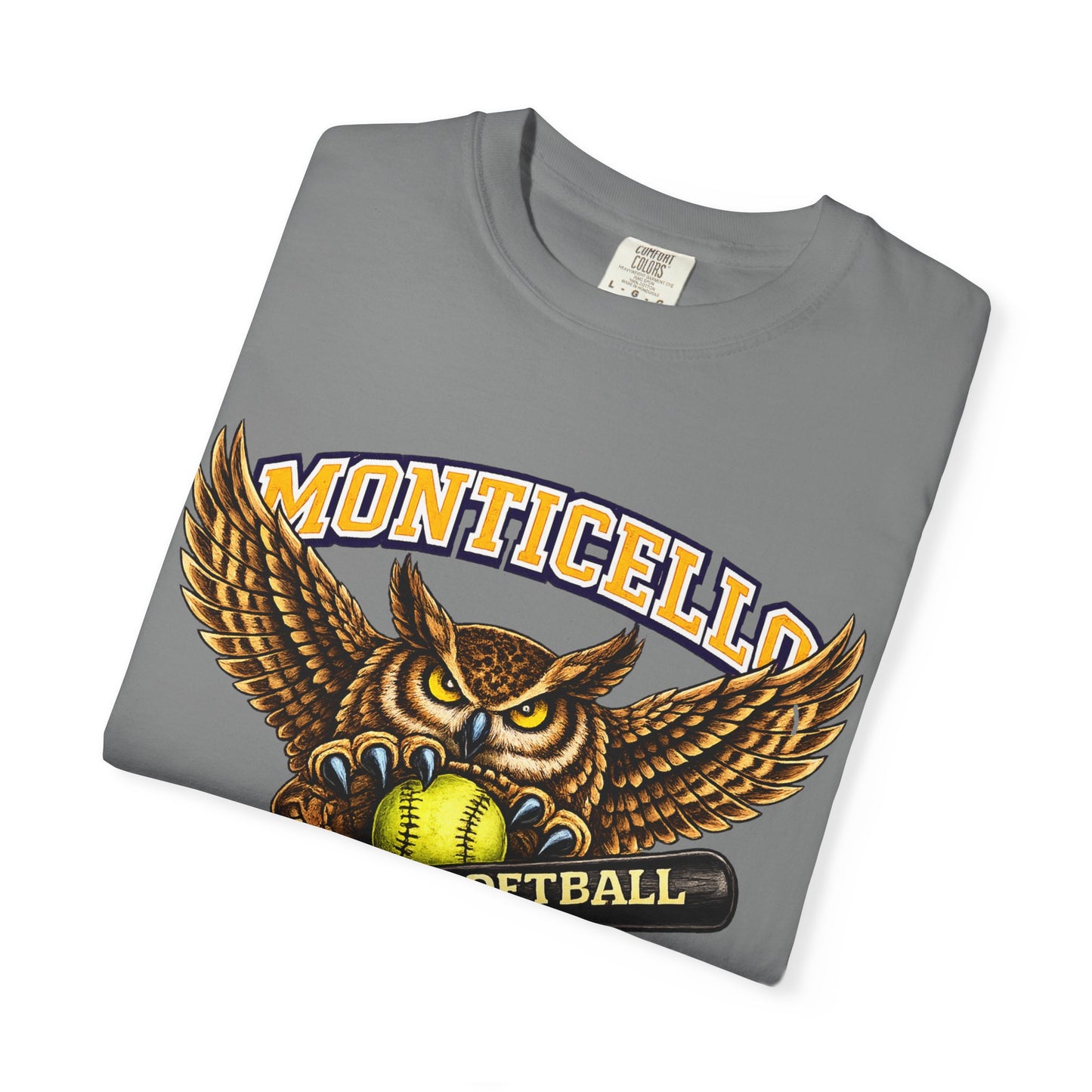 Monticello Sages Softball T-Shirt — Vintage Owl & Wings Team Tee