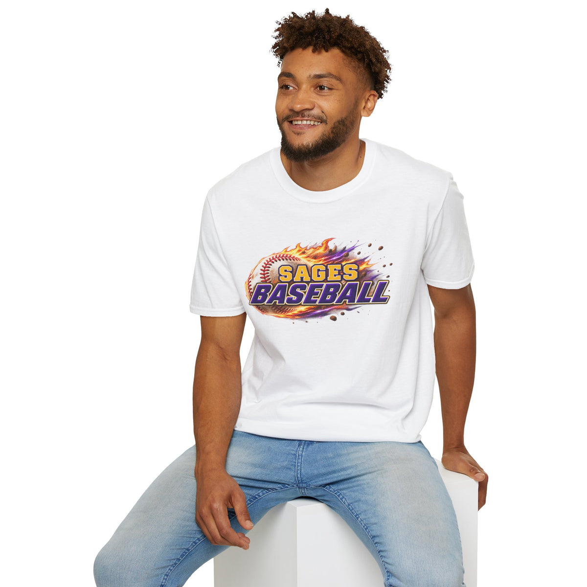 Sages Flaming Baseball T-Shirt — Flaming Baseball Team Tee