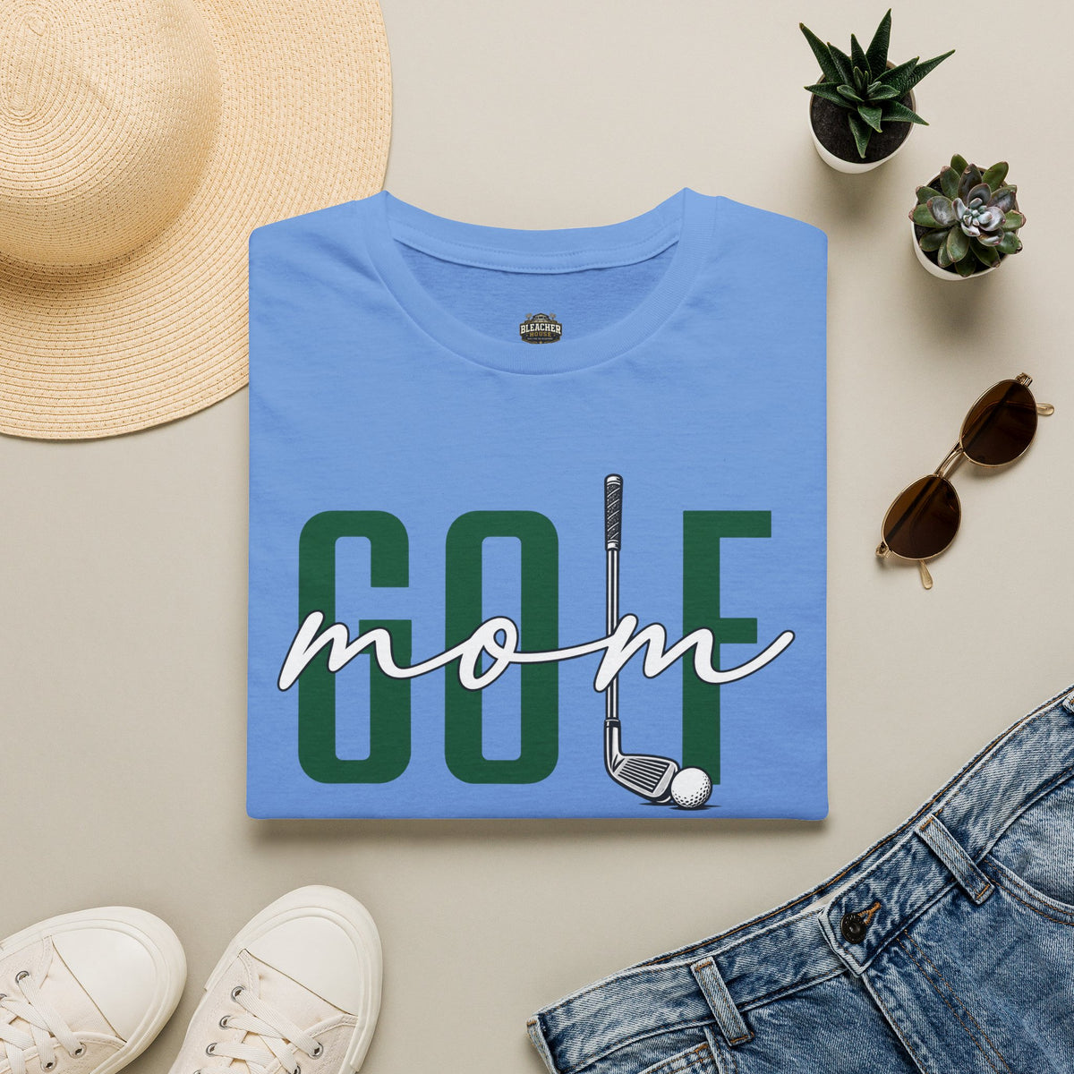 Golf Mom T-Shirt — ‘GOLF’ Script Logo with Club & Ball