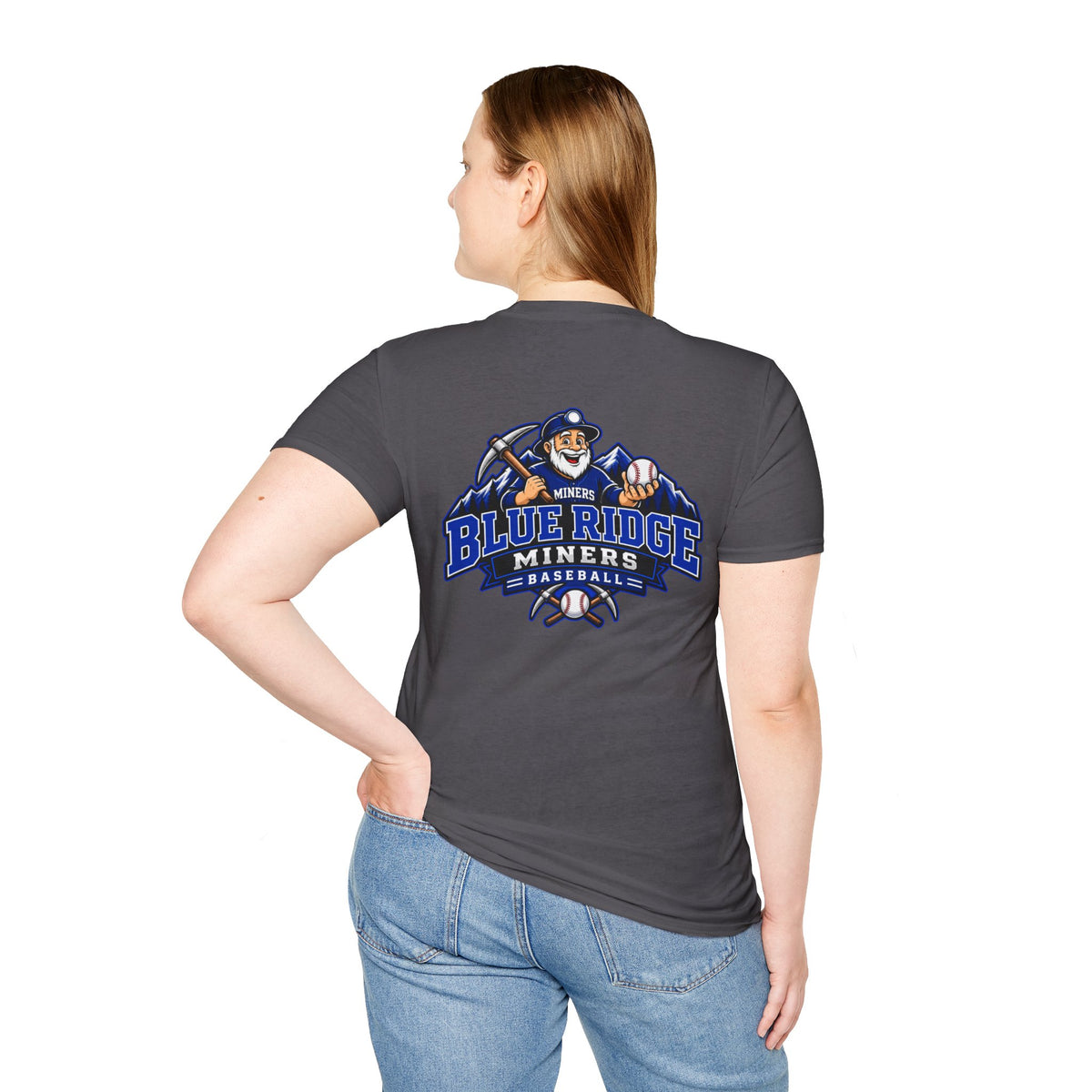 Miners Graphic T-Shirt - Miners Logo on Front, Mascot Design on Back