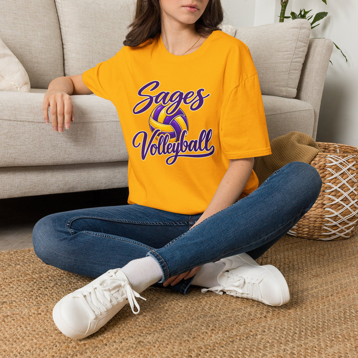 Sages Volleyball T-Shirt — Purple & Gold Team Tee