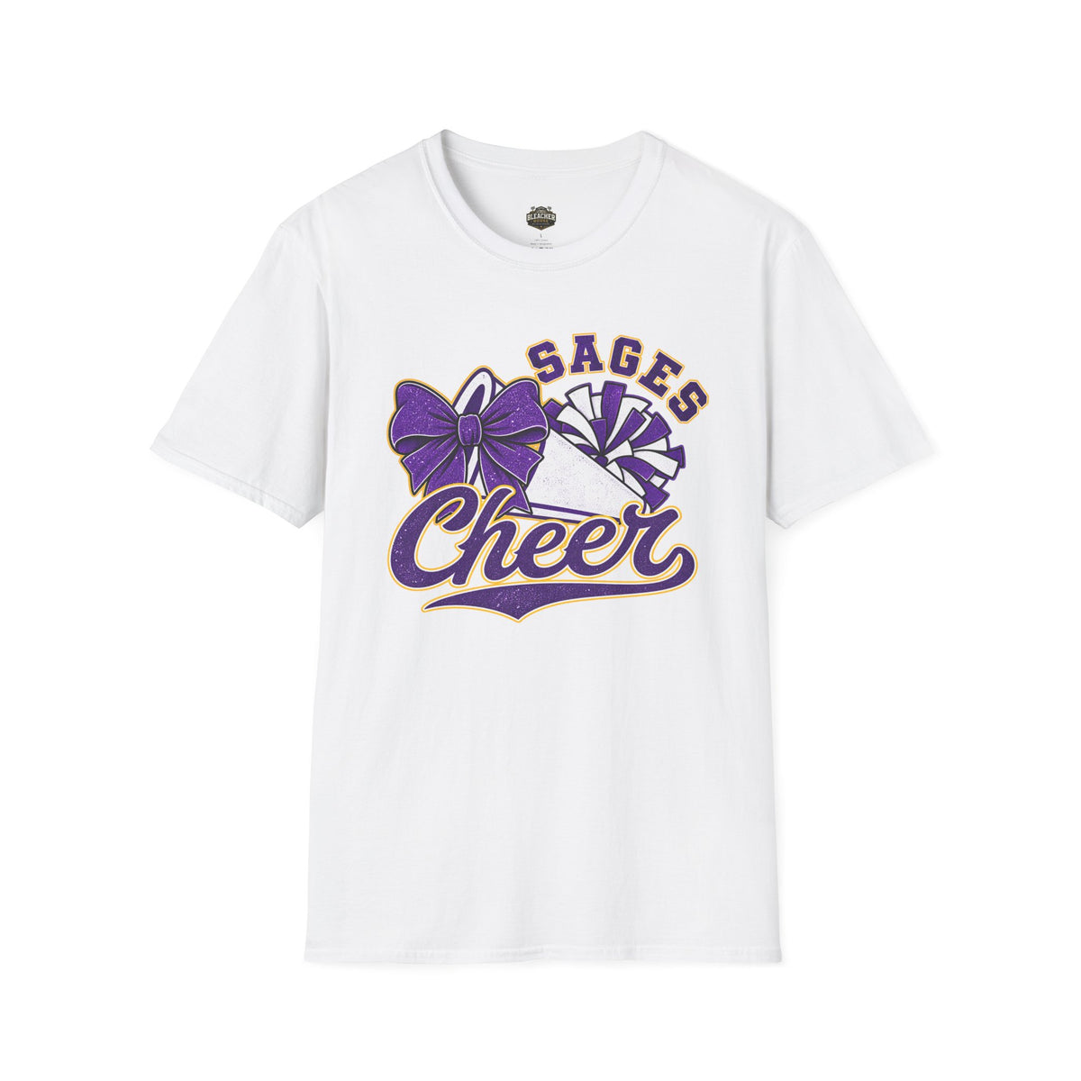 Sages Cheer T‑Shirt — Purple Bow & Pom Design