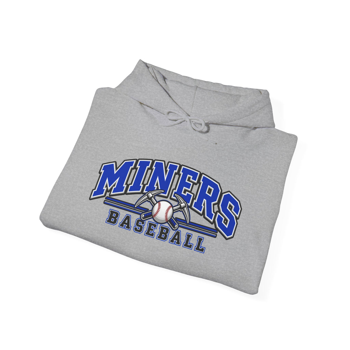Miners Baseball Hoodie — Pickaxe Cross Logo Graphic