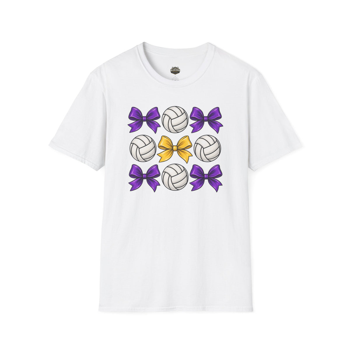 Volleyball & Bows Graphic T-Shirt — Purple & Gold Spirit Tee