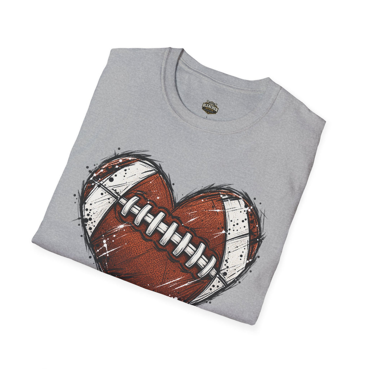 Football Heart Graphic T-Shirt — Vintage Grunge Sports Tee