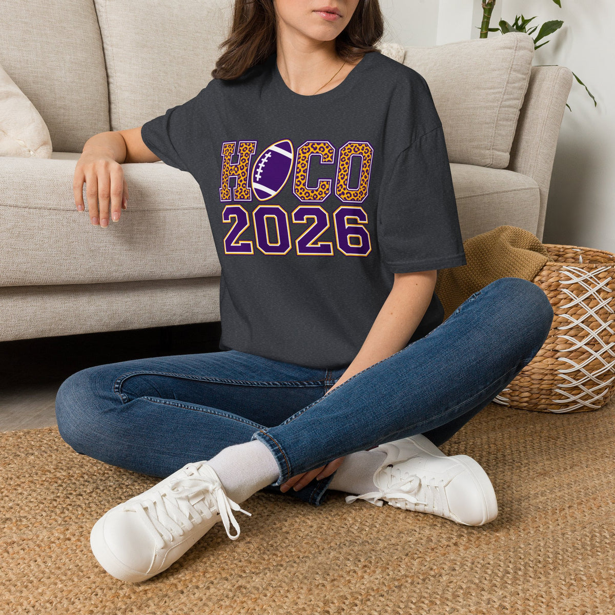 Homecoming 2026 Football Tee — HOCO 2026 Leopard Accent T-Shirt
