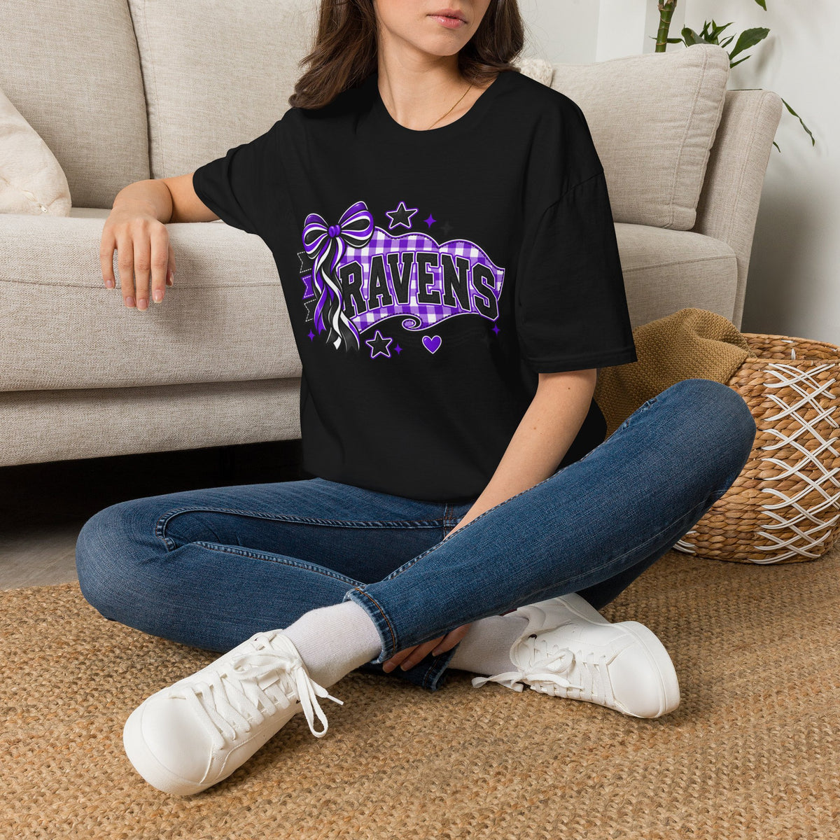 Ravens T-Shirt — Purple Ribbon & Stars Spirit Tee