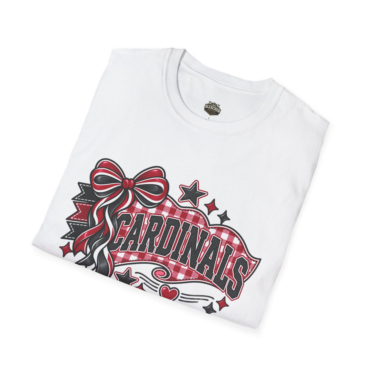 Cardinals Retro Bow T-Shirt — Cheerful Fan Tee with Stars & Heart