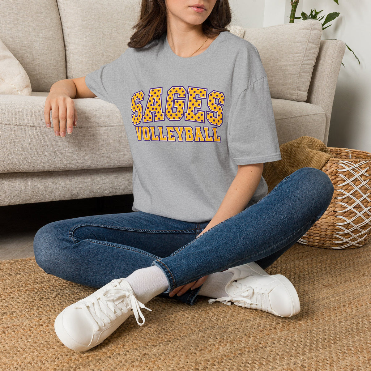 Sages Volleyball Team T‑Shirt — Retro Polka Dot Varsity Tee