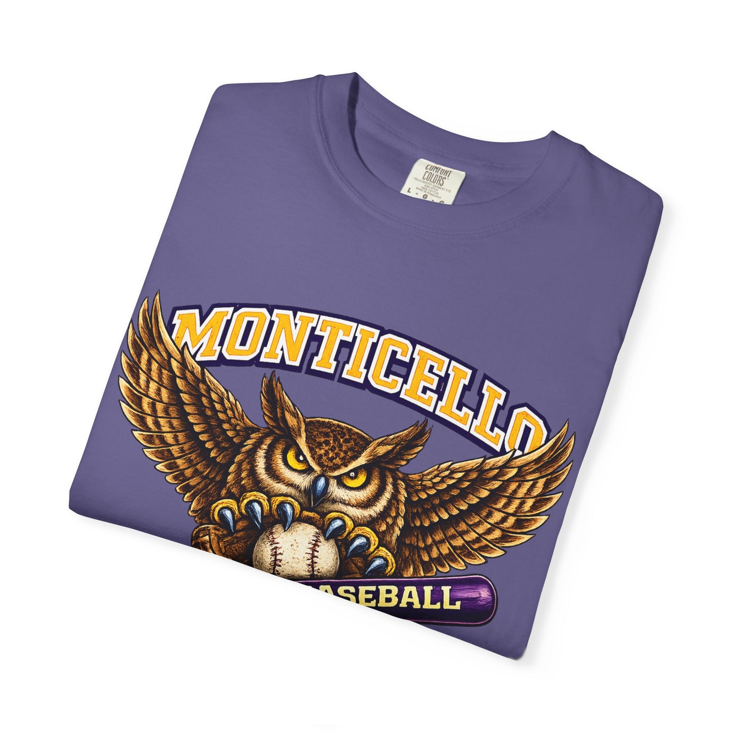 Monticello Sages Baseball T-Shirt — Vintage Owl & Wings Team Tee