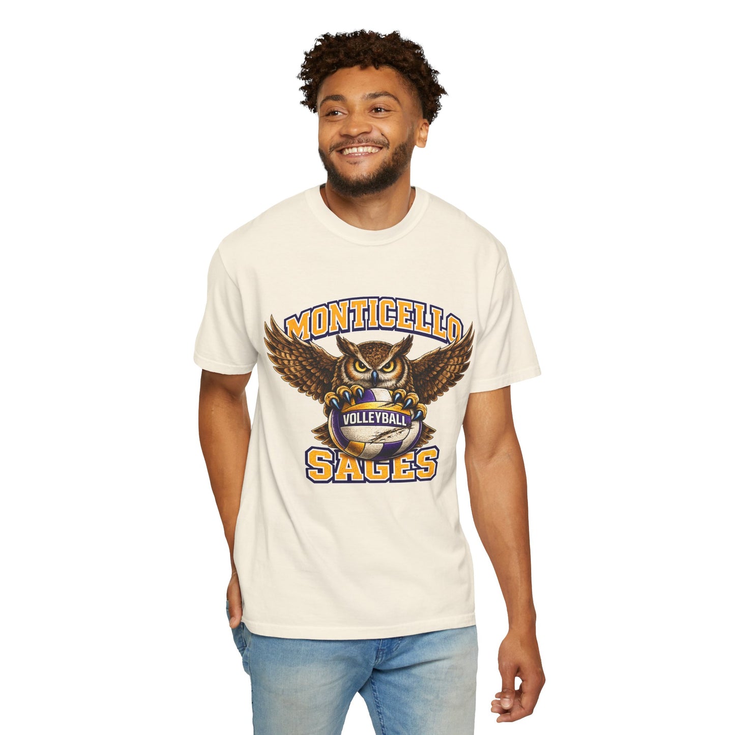 Monticello Sages Volleyball T-Shirt — Vintage Owl & Wings Team Tee