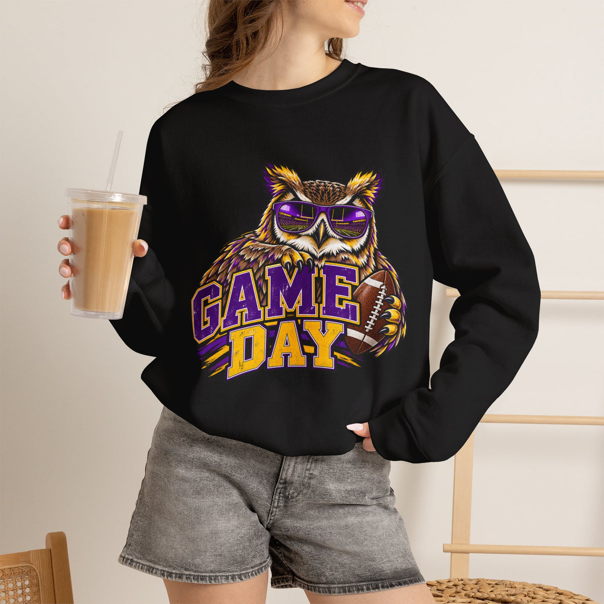 Game Day Owl Crewneck Sweatshirt — Collegiate Sports Pullover