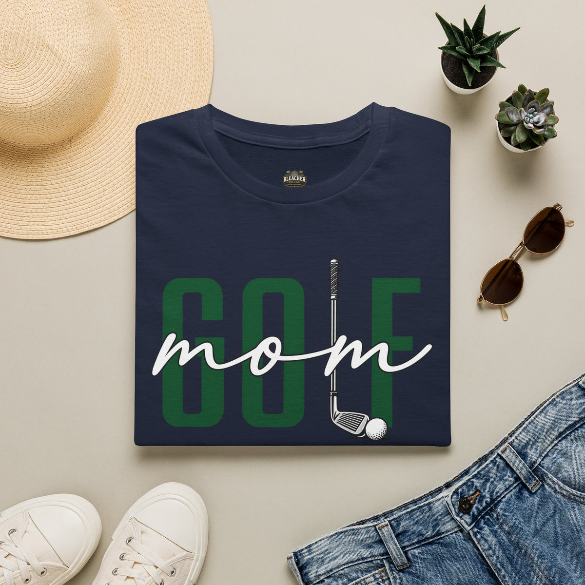 Golf Mom T-Shirt — ‘GOLF’ Script Logo with Club & Ball