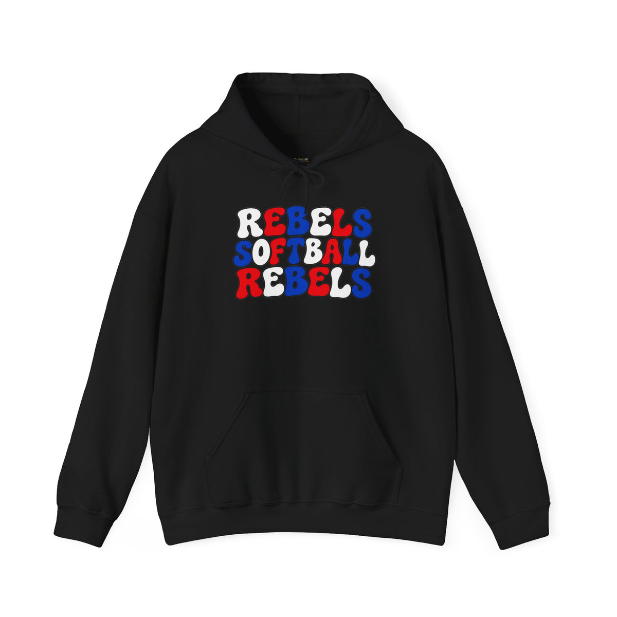 Rebels Softball Hoodie — Retro Red & Blue Team Graphic