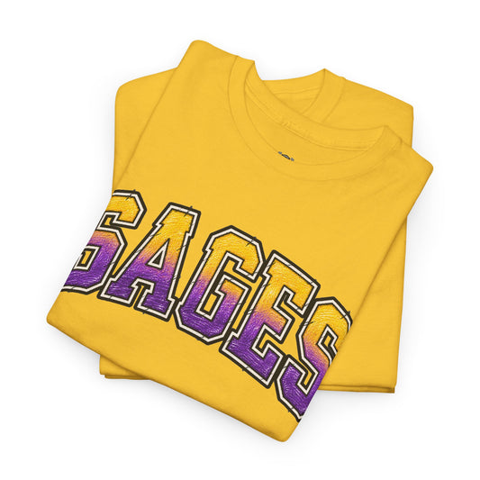 Sages Graphic T-Shirt — Collegiate Purple & Gold Lettering Tee