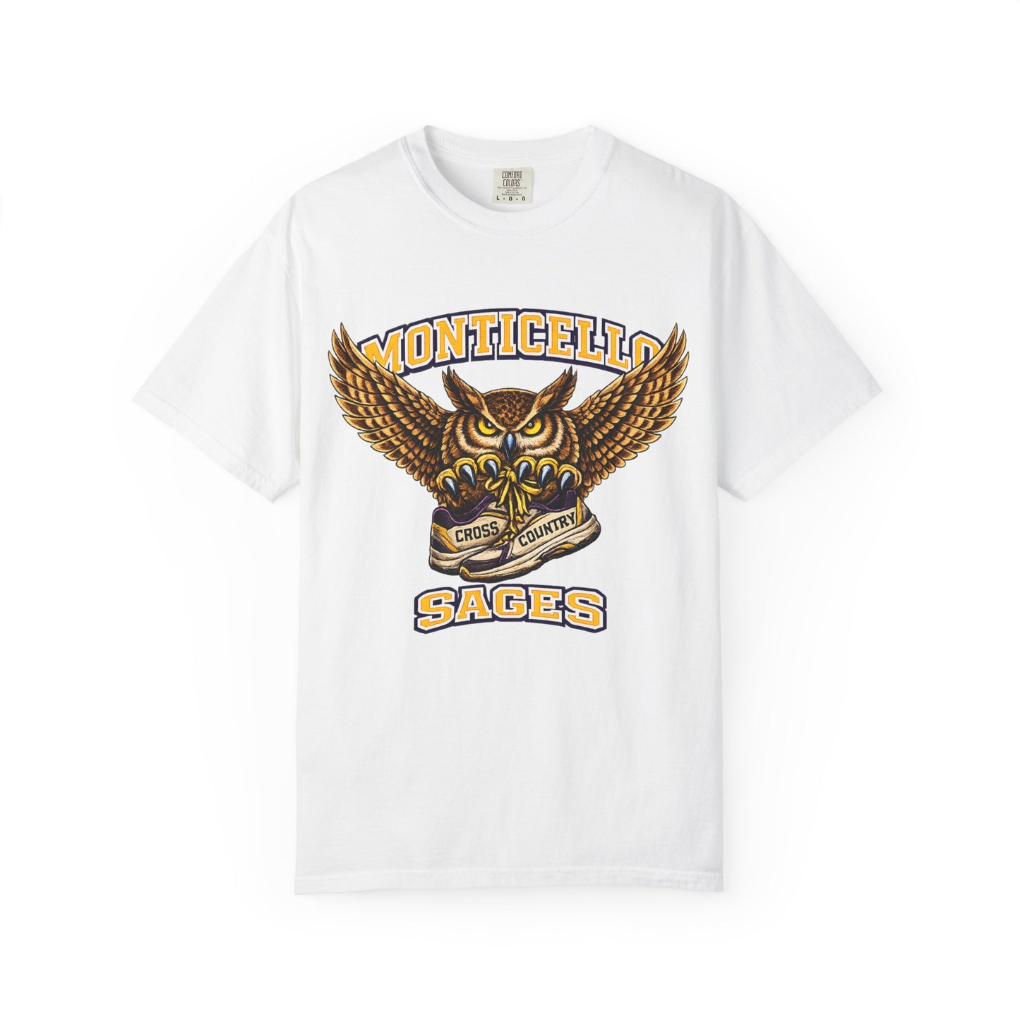 Monticello Sages Cross Country T-Shirt - Vintage Owl & Wings Team Tee
