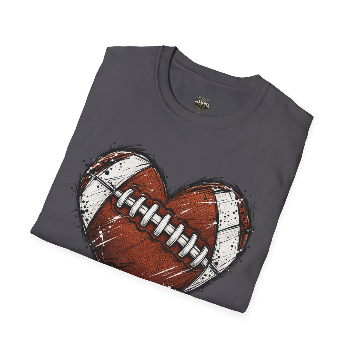 Football Heart Graphic T-Shirt — Vintage Grunge Sports Tee