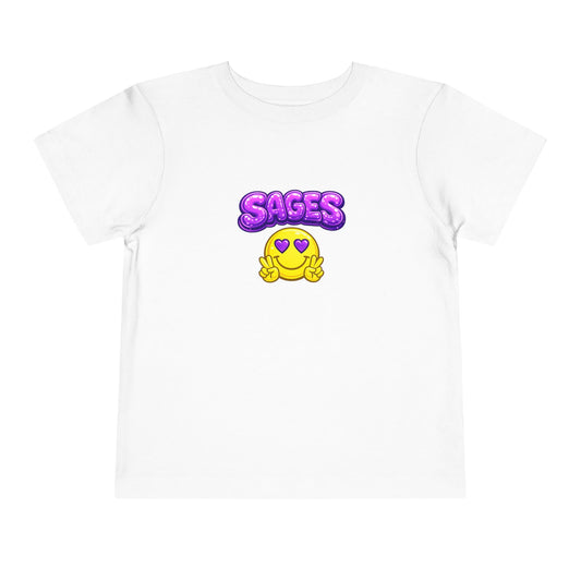 Toddler Tee — "SAGES" Heart-Eyes Emoji Kids Shirt