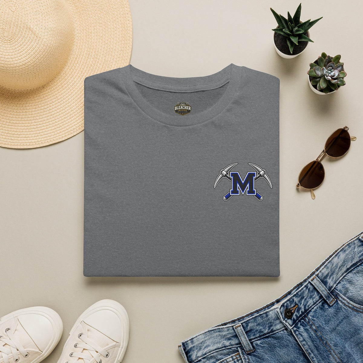 Miners Graphic T-Shirt - Miners Logo on Front, Mascot Design on Back
