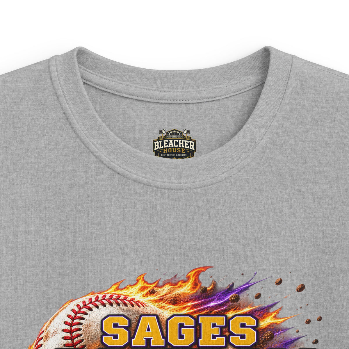 YOUTH Sages Flaming Baseball Team Tee – Youth Baseball Shirt