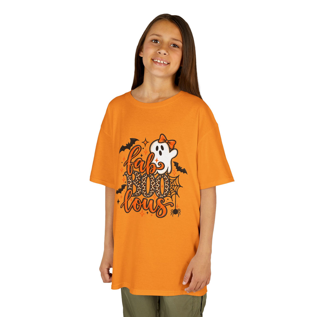 Kids Halloween Tee — "FabuBOO-lous" Ghost & Bats Halloween Shirt