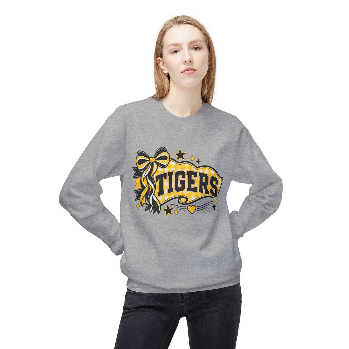 Tigers Crewneck Sweatshirt — Cheer Ribbon School Spirit Pullover