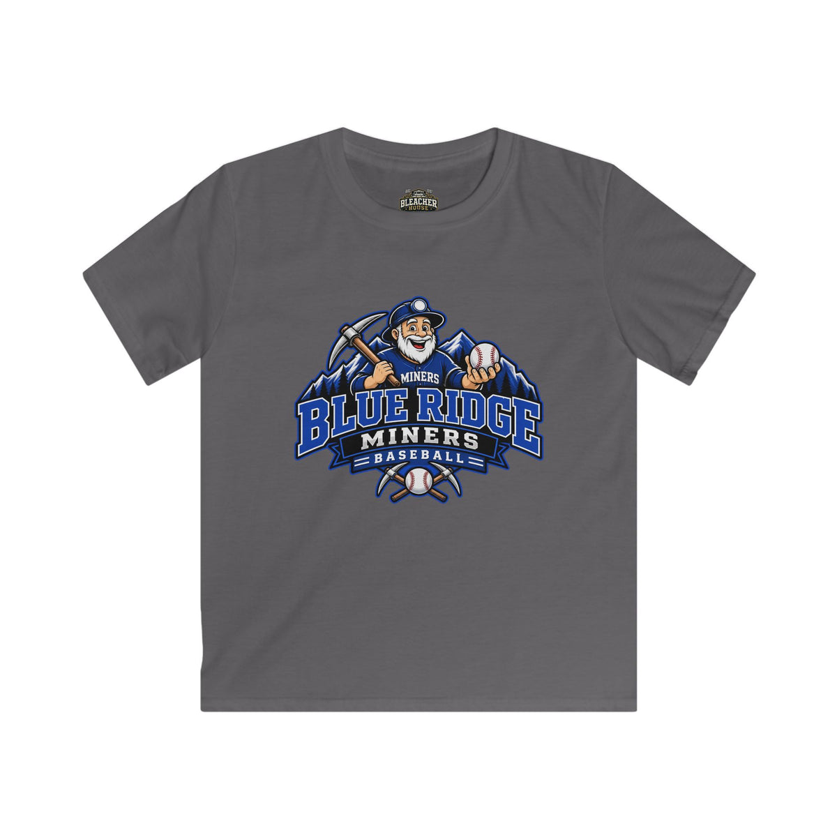 YOUTH Blue Ridge Miners Mascot and Logo T‑Shirt — Unisex Softstyle Tee