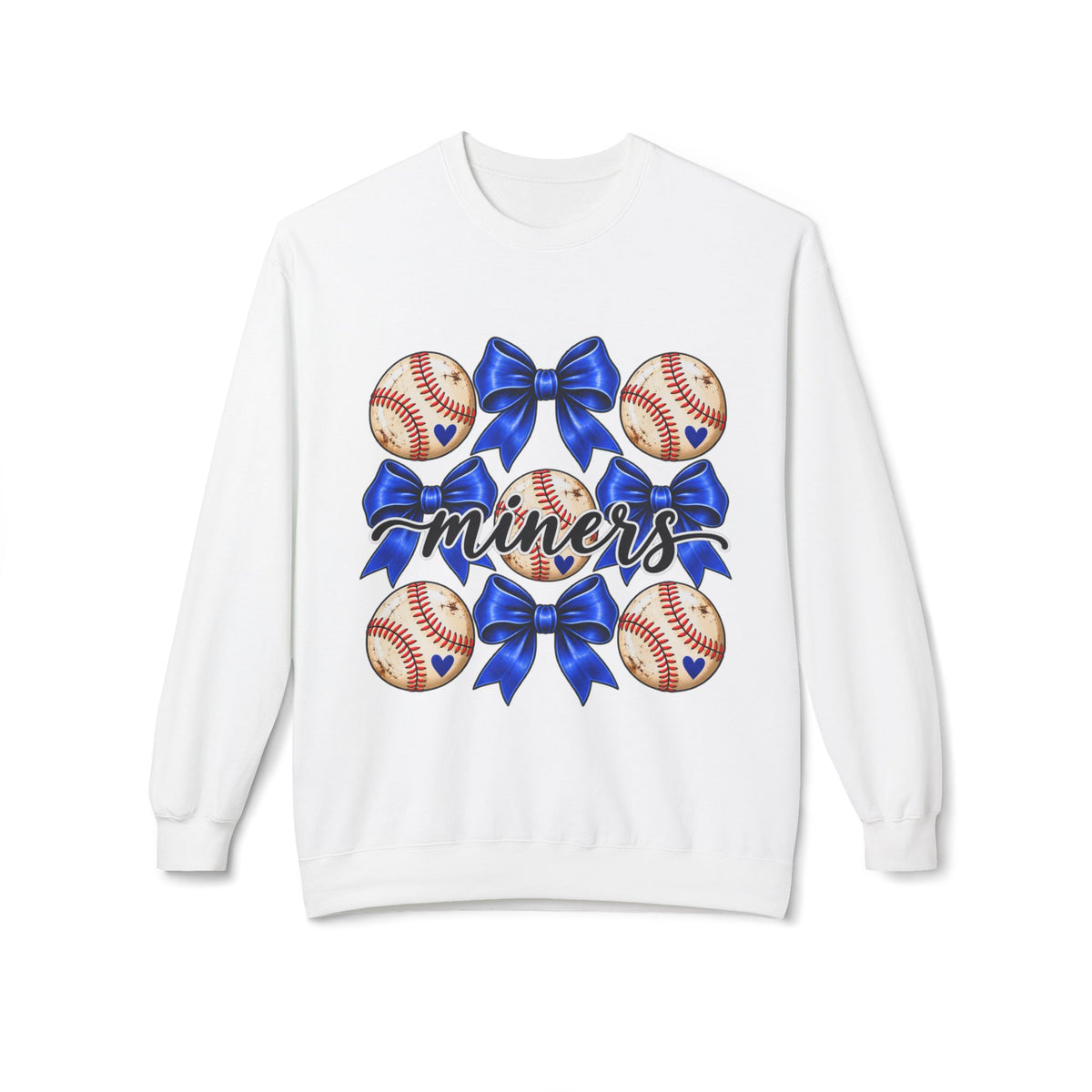 Baseball Miners Crewneck Sweatshirt — Blue Bow Team Spirit