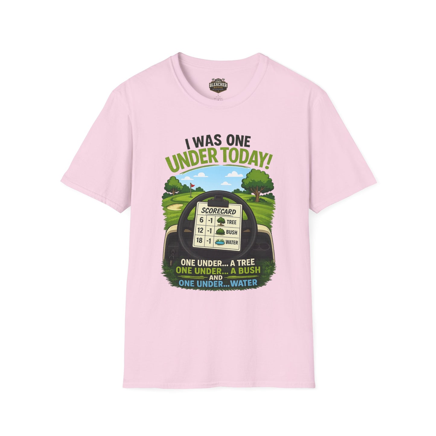 Golf T-Shirt — "I Was One Under Today!" ANIMATED VERSION - Scorecard Golf Humor Shirt